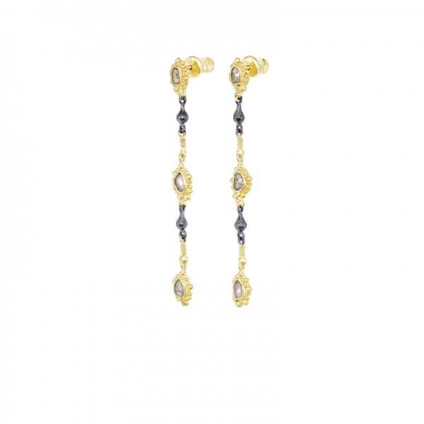 Marie Laure Chamorel sidabro auskarai su deimantų plokštelėmis 